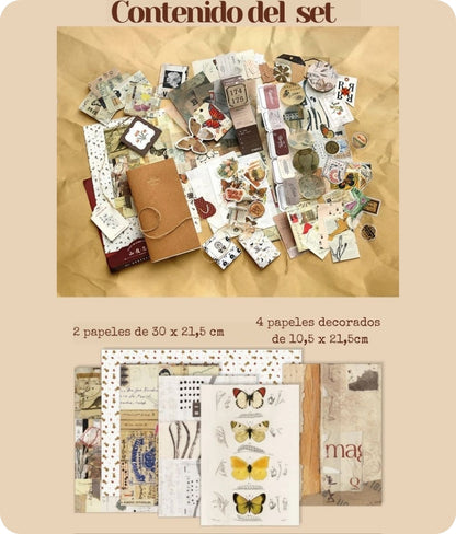 Set de papelería Vintage | Marrón | 86 unidades por set