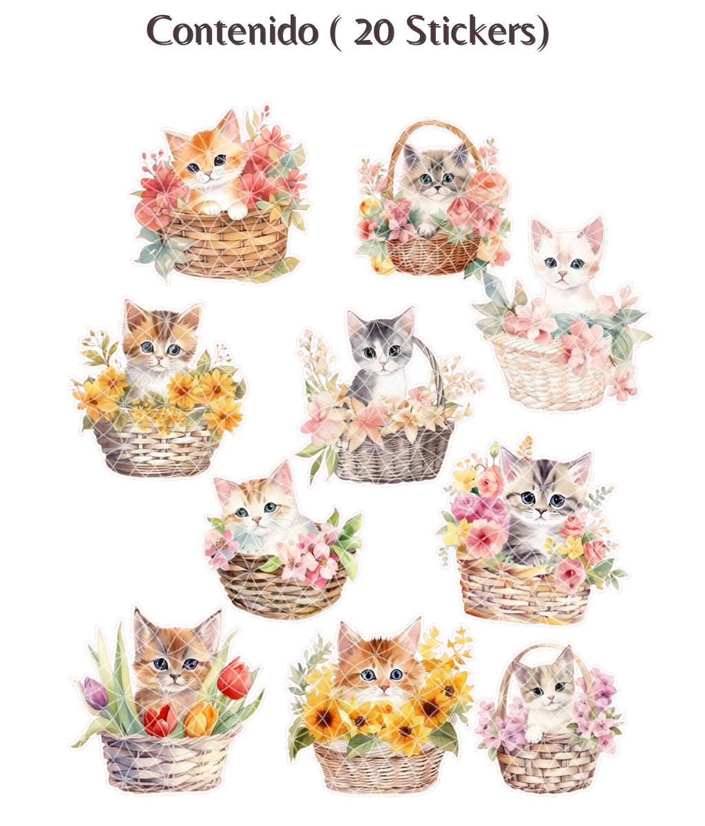 Gatitos en canasta | Stickers